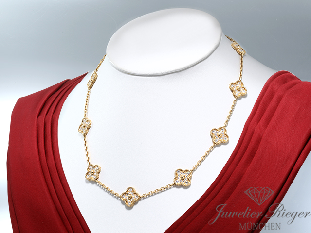 Bild 2 der Galerie: Van Cleef & Arpels Collier Vintage Alhambra Gelbgold 750 Diamanten VCARA42300