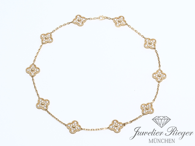 Bild 3 der Galerie: Van Cleef & Arpels Collier Vintage Alhambra Gelbgold 750 Diamanten VCARA42300