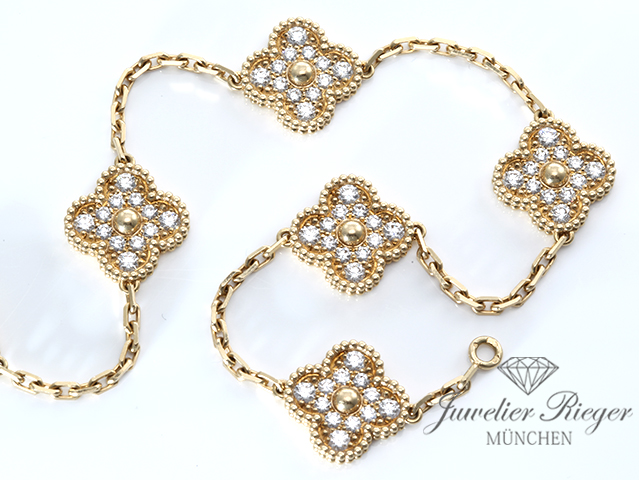 Bild 4 der Galerie: Van Cleef & Arpels Collier Vintage Alhambra Gelbgold 750 Diamanten VCARA42300