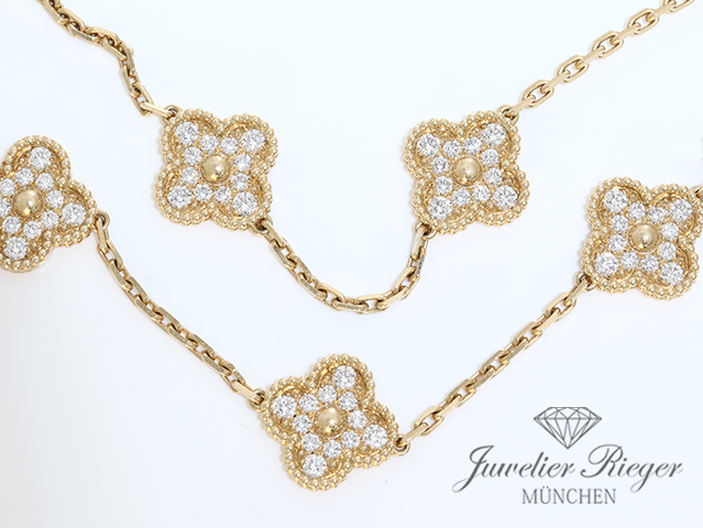Bild 6 der Galerie: Van Cleef & Arpels Collier Vintage Alhambra Gelbgold 750 Diamanten VCARA42300