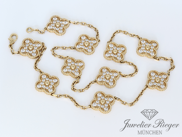 Bild 7 der Galerie: Van Cleef & Arpels Collier Vintage Alhambra Gelbgold 750 Diamanten VCARA42300