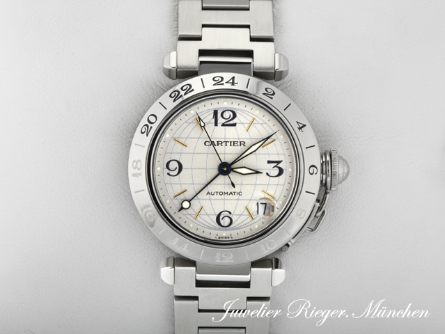 Bild 1 der Galerie: Cartier Pasha C GMT 35 mm W31029M7 Edelstahl Automatik Damen Stahl