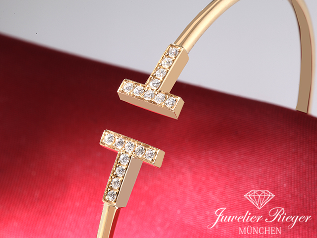 Bild 4 der Galerie: Tiffany & Co. T Wire Armreif Gelbgold 750 Größe Small Diamanten Brillanten