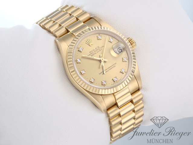 Bild 3 der Galerie: Rolex Medium Datejust 31 mm Gelbgold 750 Diamanten Automatik Gold Damen