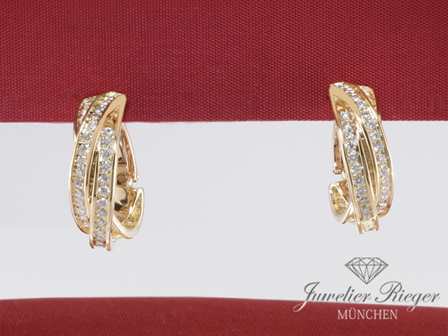 Bild 1 der Galerie: Cartier Creolen Trinity Gelbgold 750 Diamanten Brillanten Ohrringe Gold