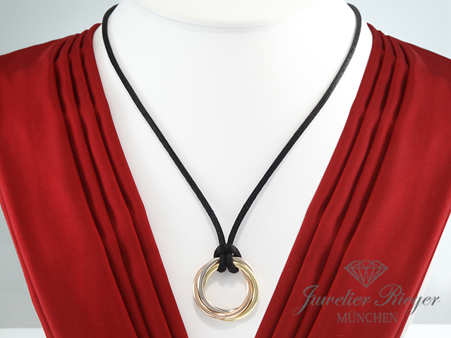 Bild 1 der Galerie: Cartier Collier Trinity Gelbgold Rosegold Weissgold 750 Stoff-Kordell Gold
