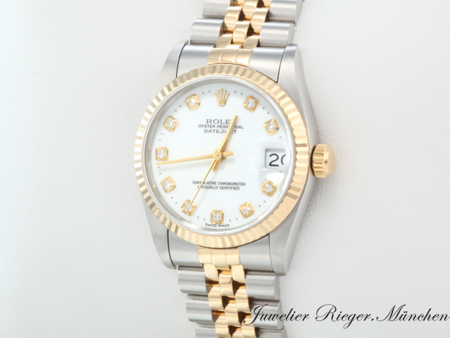 Bild 2 der Galerie: Rolex Medium Datejust 31 mm 68273 1995 Stahl Gelbgold 750 Diamanten Automatik