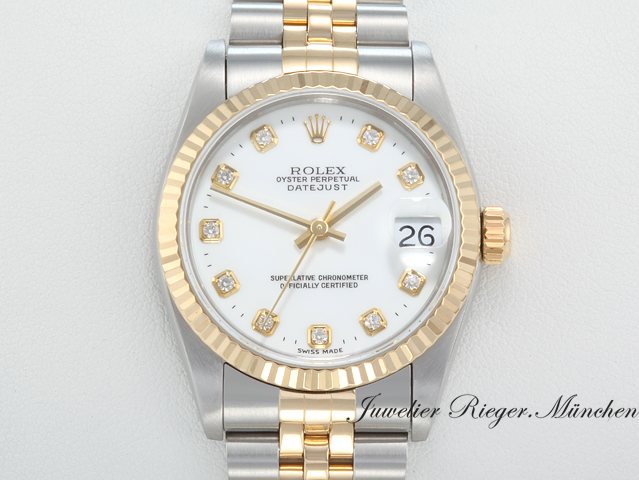 Bild 1 der Galerie: Rolex Medium Datejust 31 mm 68273 1995 Stahl Gelbgold 750 Diamanten Automatik