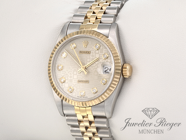 Bild 3 der Galerie: Rolex Medium Datejust Stahl Gelbgold 750 1997 Diamanten Automatik Gold Stahl