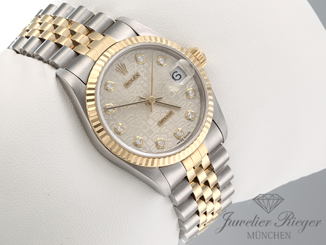 Bild 2 der Galerie: Rolex Medium Datejust Stahl Gelbgold 750 1997 Diamanten Automatik Gold Stahl