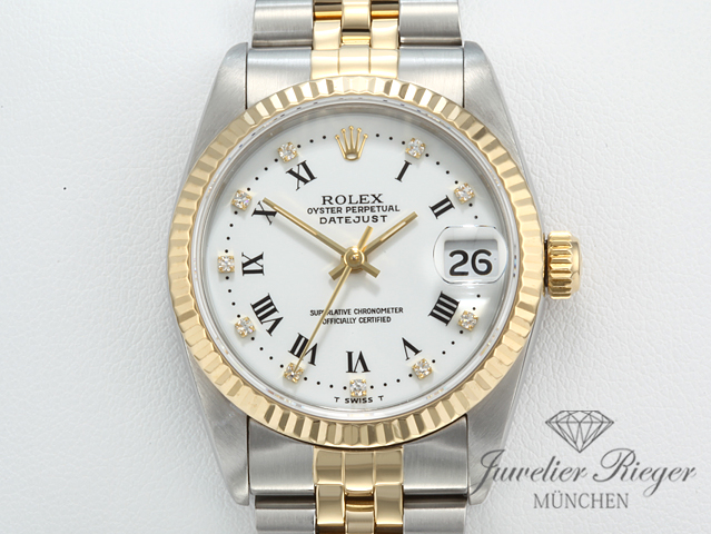 Bild 1 der Galerie: Rolex Medium Datejust Stahl Gelbgold 750 Diamanten LC100 Automatik Gold Stahl