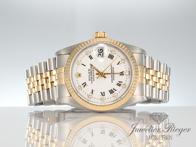 Bild 4 der Galerie: Rolex Medium Datejust Stahl Gelbgold 750 Diamanten LC100 Automatik Gold Stahl