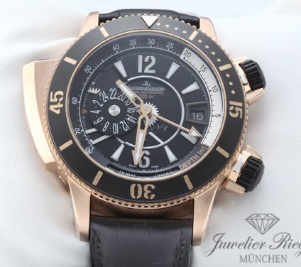 Uhransicht von vorne, hauptsächlich das Zifferblatt und die Lünette sichtbar. Jaeger Le Coultre Master Compressor Diving Pro Geographic Navy Seals Q1852470