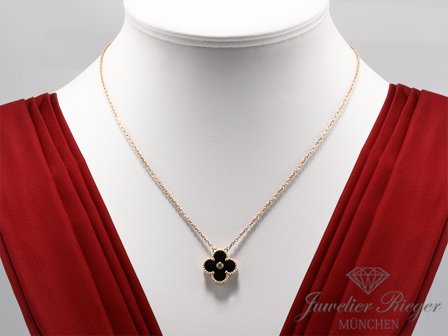 Bild 1 der Galerie: Van Cleef & Arpels Collier Vintage Alhambra Rosegold 750 Onyx Holiday Edition