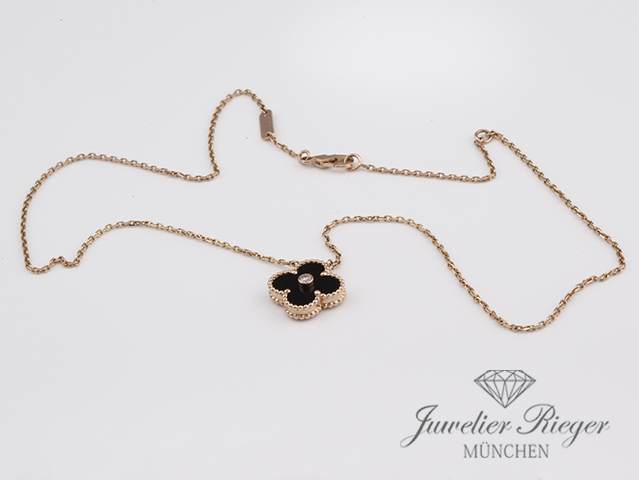 Bild 4 der Galerie: Van Cleef & Arpels Collier Vintage Alhambra Rosegold 750 Onyx Holiday Edition