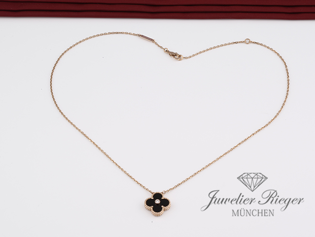 Bild 5 der Galerie: Van Cleef & Arpels Collier Vintage Alhambra Rosegold 750 Onyx Holiday Edition