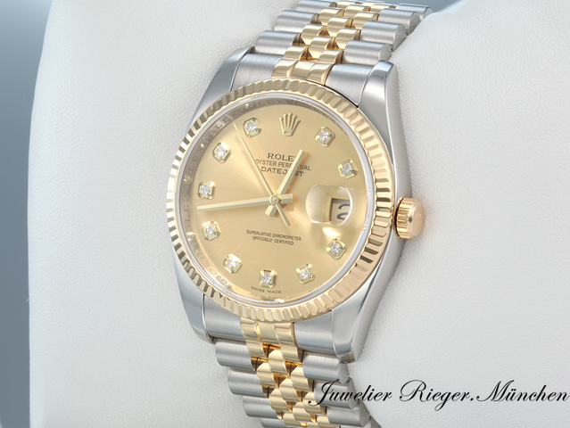 Bild 2 der Galerie: Rolex Datejust 36 mm 116233 2010 Diamanten Stahl Gelbgold 750 Automatik