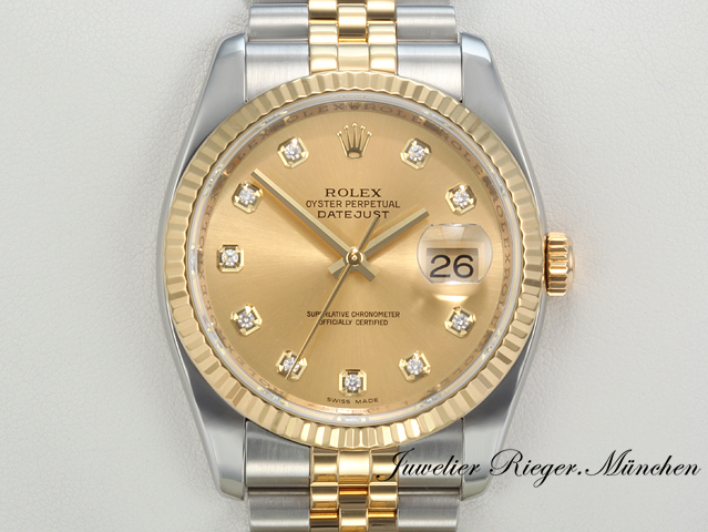 Bild 1 der Galerie: Rolex Datejust 36 mm 116233 2010 Diamanten Stahl Gelbgold 750 Automatik