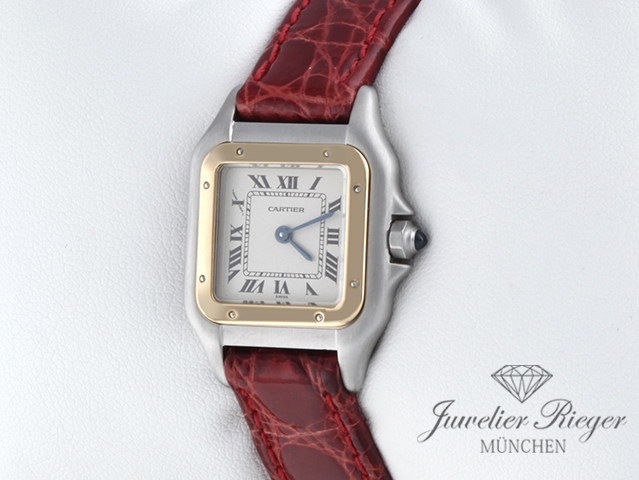Bild 2 der Galerie: Cartier Lady Panthere SM Edelstahl Gelbgold 750 Leder Damenuhr Damen Stahl Gold