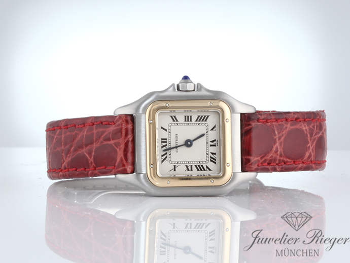 Bild 4 der Galerie: Cartier Lady Panthere SM Edelstahl Gelbgold 750 Leder Damenuhr Damen Stahl Gold