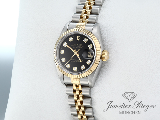 Bild 2 der Galerie: Rolex Lady Datejust Edelstahl Gelbgold 750 Diamanten 1998 Automatik Gold Stahl