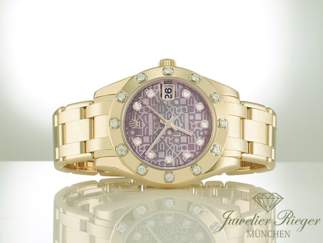 Bild 4 der Galerie: Rolex Pearlmaster 34 81318 2011 Gelbgold 750 Diamanten Perlmutt Automatik Gold