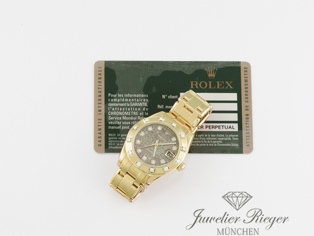 Bild 7 der Galerie: Rolex Pearlmaster 34 81318 2011 Gelbgold 750 Diamanten Perlmutt Automatik Gold