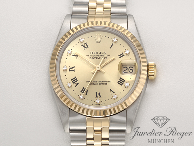 Bild 1 der Galerie: Rolex Medium Datejust Stahl Gelbgold 750 Diamanten Automatik Gold Stahl