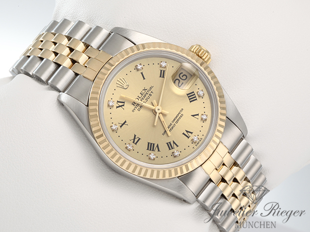 Bild 3 der Galerie: Rolex Medium Datejust Stahl Gelbgold 750 Diamanten Automatik Gold Stahl
