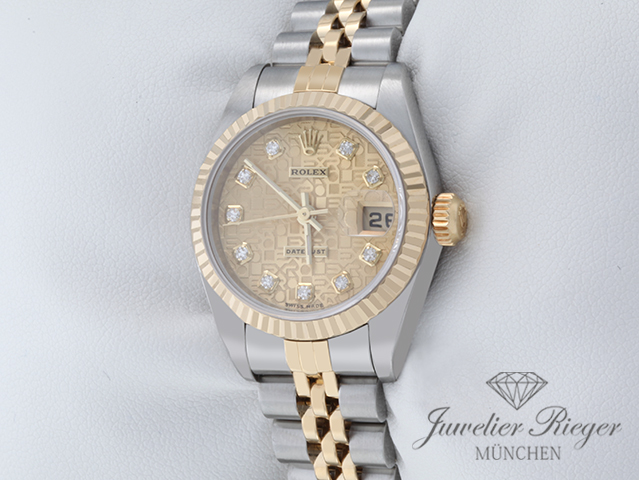 Bild 2 der Galerie: Rolex Lady Datejust Edelstahl Gelbgold 750 Diamanten 1995 Automatik Gold Stahl