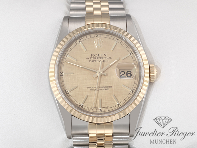 Bild 1 der Galerie: Rolex Datejust 36 mm 16233 1993/94 Edelstahl Gelbgold 750 Automatik Gold