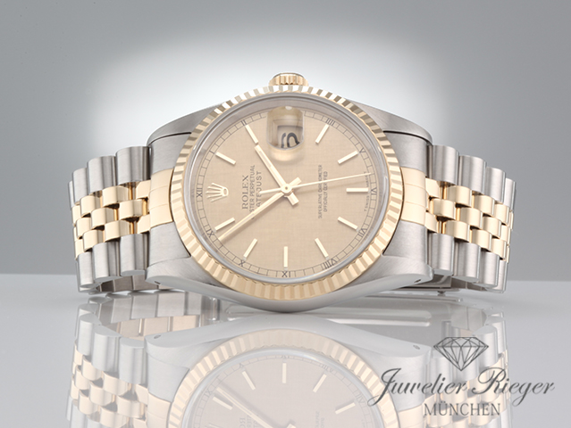 Bild 4 der Galerie: Rolex Datejust 36 mm 16233 1993/94 Edelstahl Gelbgold 750 Automatik Gold
